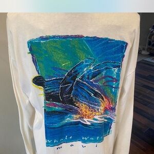 Vintage 90s Colorful Whale Graphic Hawaii Long Sleeve Shirt